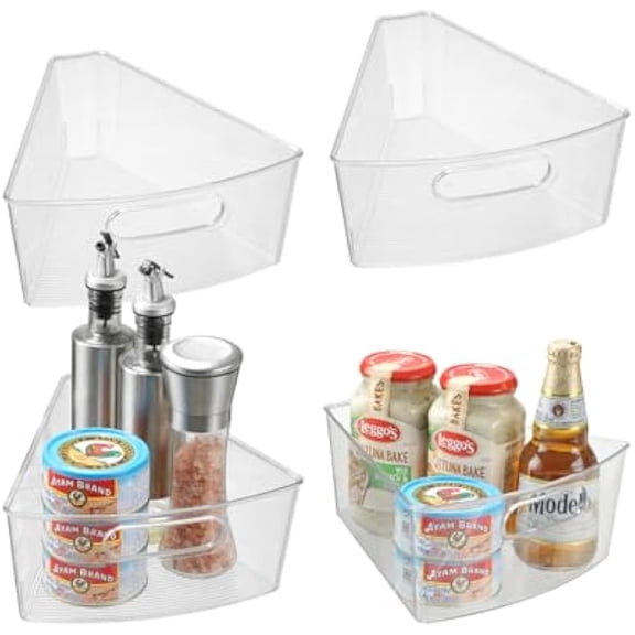 Lazy Susan Cabinet Organizer Corner Cabinet Organizer for 26" Diameter Plastic Kitchen Storage Bins 4 Pack