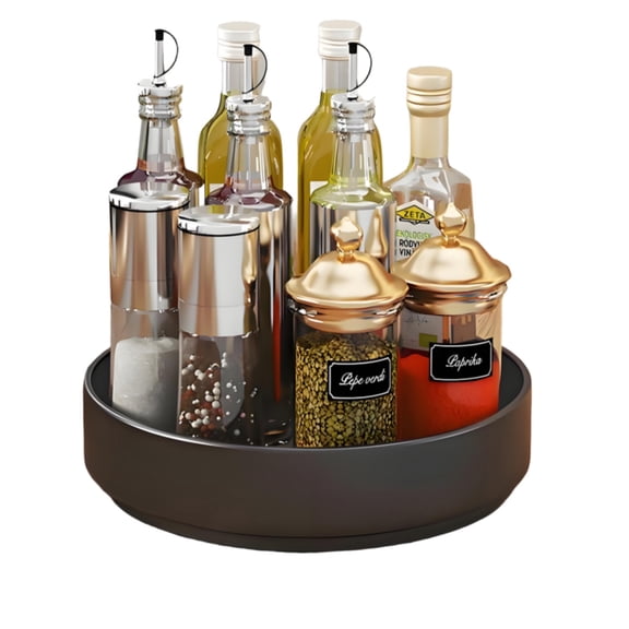 Lazy Susan Carbon Steel Turntable,Kitchen Storage & Organisation,Kitchen & Dining,Pantry Organiser,Spice Rack Organiser,for Table, Cabinet,Pantry,Under Sink,Corner rganizer, Bathroom(Black,10.2inch)