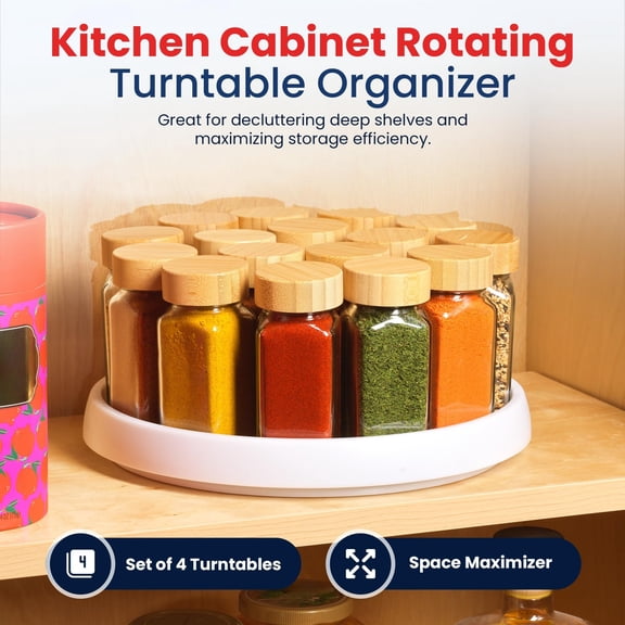 Lazy Susan - Non-Skid Turntable for Cabinet to Maximize Storage and Simplify Accessibility in Kitchen, Bathroom, and Pantry Spaces