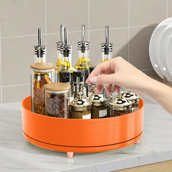 Lazy Susan Organizer, 11" Lazy Susan Turntable Organizer for Cabinet, Kitchen, Refrige, Countertop, Pantry Space Organizer, Spice Rack, Condiment Organizer, Under Sink Organizer, Orange 1 Pack