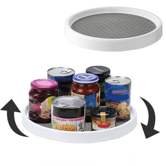 Lazy Susan Organizer, 2 Tier Non Skid Spice Rack Turntable,360 Degree Rotating Seasoning Organizer, 10-Inch Spinning Organizer for Pantry Cabinet, Kitchen, Countertop, Vanity Display Stand