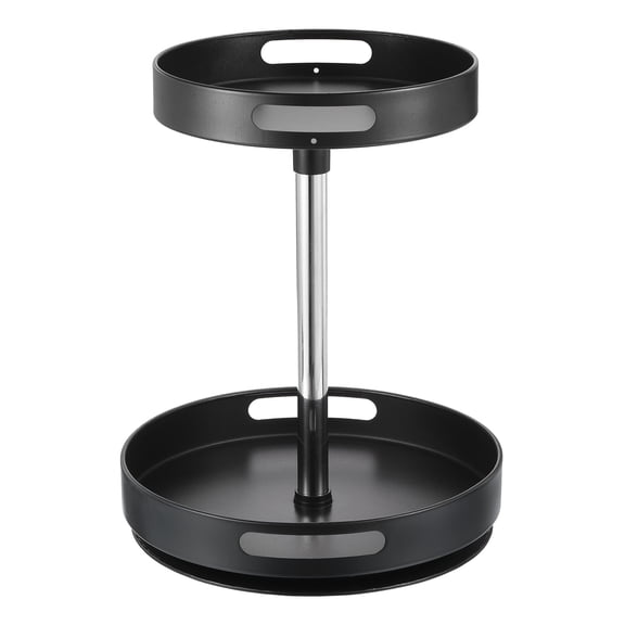 Lazy Susan Organizer, 2 Tier Rotating Spice Rack Organizer with Turntable Height Adjustable for Pantry Cabinet, Black