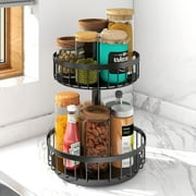 Lazy Susan Organizer 2 Tier Turntable 10 inch, BOIVSHI Rotating Spice Racks for Pantry Cabinet Cupboard Organizer Table Black