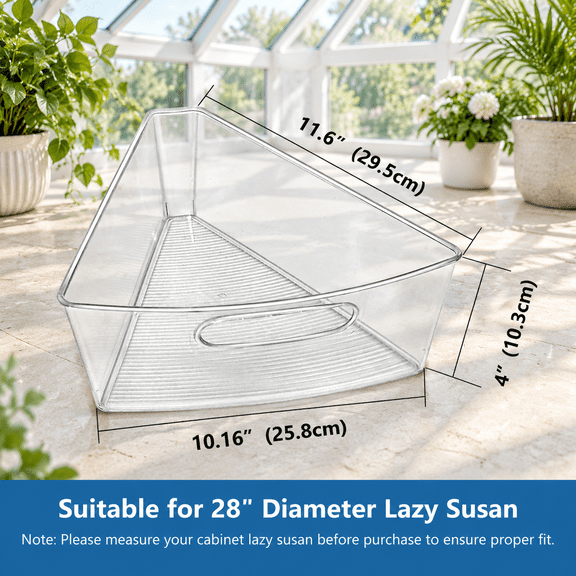 Lazy Susan Organizer Bfor 28"-29" Diameter Corner Cabinet 8 Pack Clear Plastic And Pantry Storbin 1/8 Wedge-food Safe