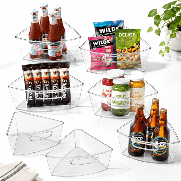 Lazy Susan Organizer Bfor 28"-29" Diameter Corner Cabinet 8 Packr Plastic And Pantry Storbin 1/8 Wedge-food Safe