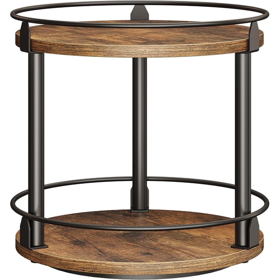 Lazy Susan Organizer, Rotating Rack, 2 Tier Turntable Organizer, Industrial Turntable Holder, for Kitchen Countertop and Cabinet, Compact and Versatile, Rustic Brown SR22BR