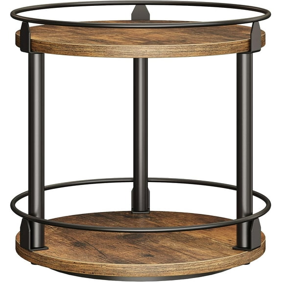 Lazy Susan Organizer, Rotating Spice Rack, 2 Tier Spice Turntable Organizer, Industrial Turntable Spice Holder, for Kitchen Countertop and Cabinet, Compact and Versatile, Rustic Brown SR22BR