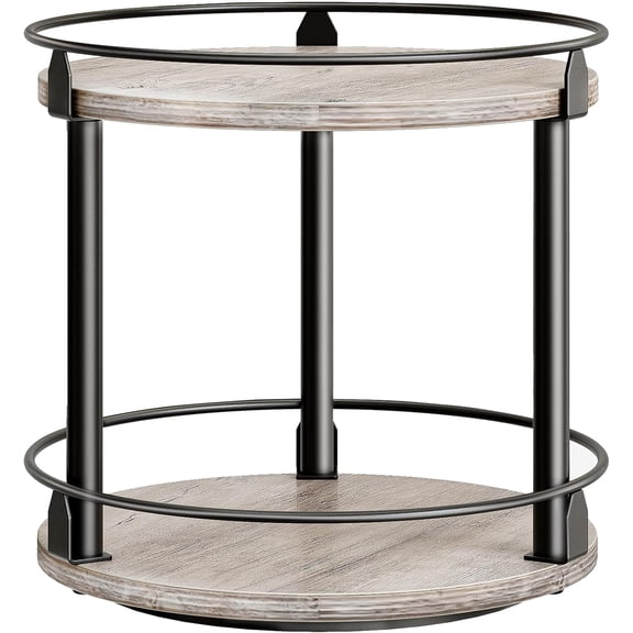 Lazy Susan Organizer, Rotating Spice Rack, 2 Tier Spice Turntable Organizer, Industrial Turntable Spice Holder, for Kitchen Countertop, Compact and Versatile, White SR22WW