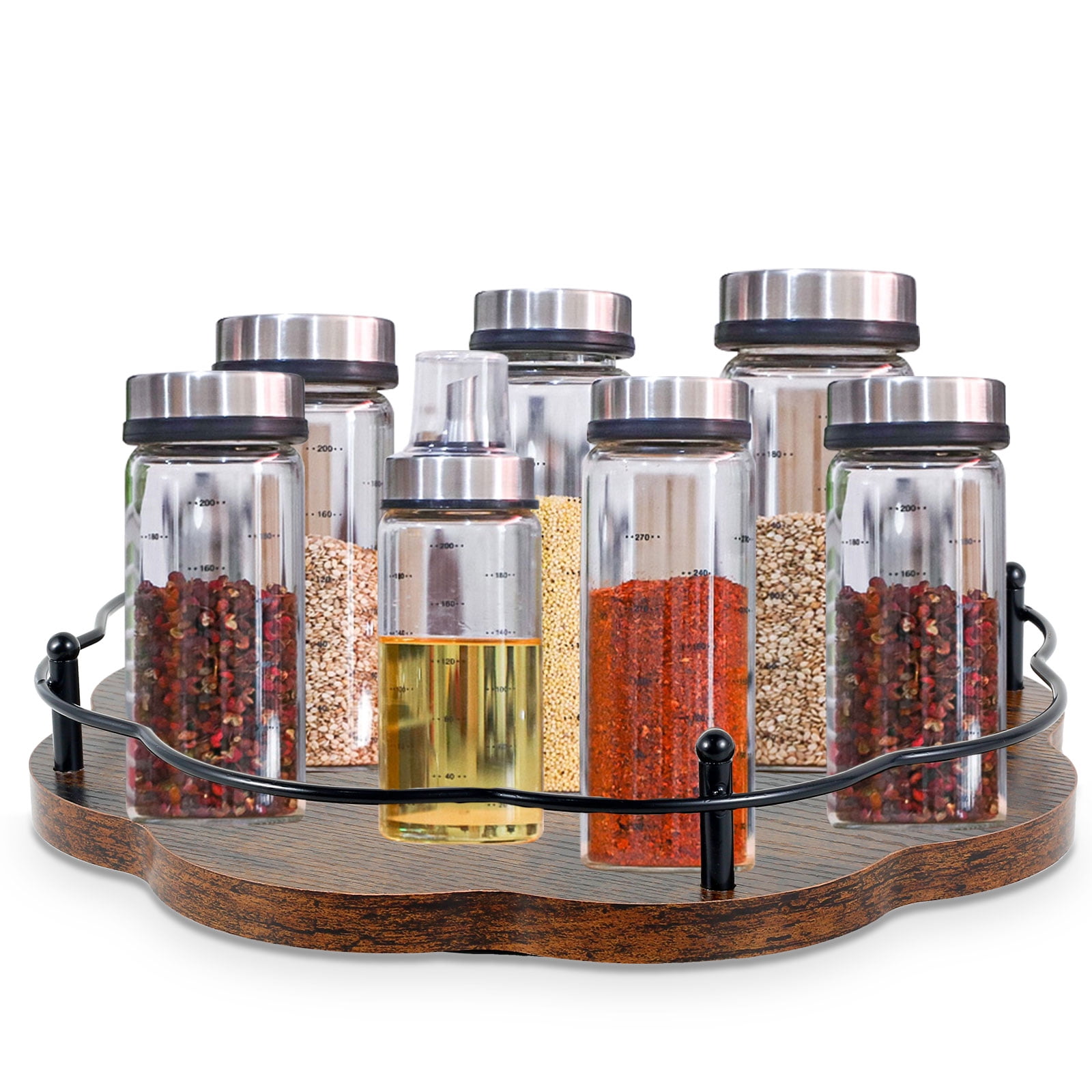 Seasow Rack Lazy Susan Organizer Spice Rack Height Adjustable Turntable Spice ...