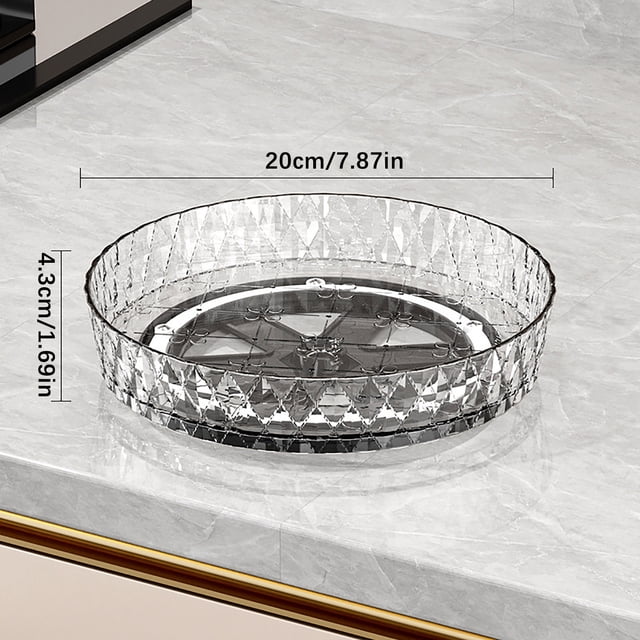 Lazy Susan Organizer Turntable, Clear 9 Inch Rotating Organizer Tray for Cabinet Table Top, Round Non-Skid Refrigerator Lazy Susan, Kitchen Storage for Pantry Countertop Bathroom, Spice Rack