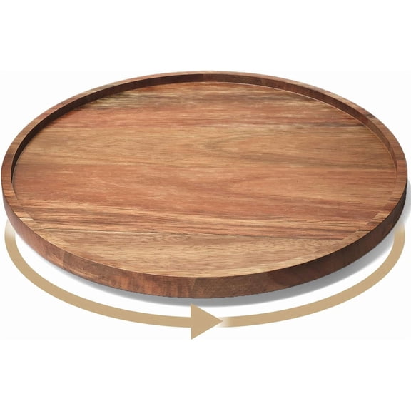 Lazy Susan Organizer for Kitchen,Acacia Wood Turntable for Cabinet, Pantry, Table, Countertop, Vanity, Spice Rack(Small)