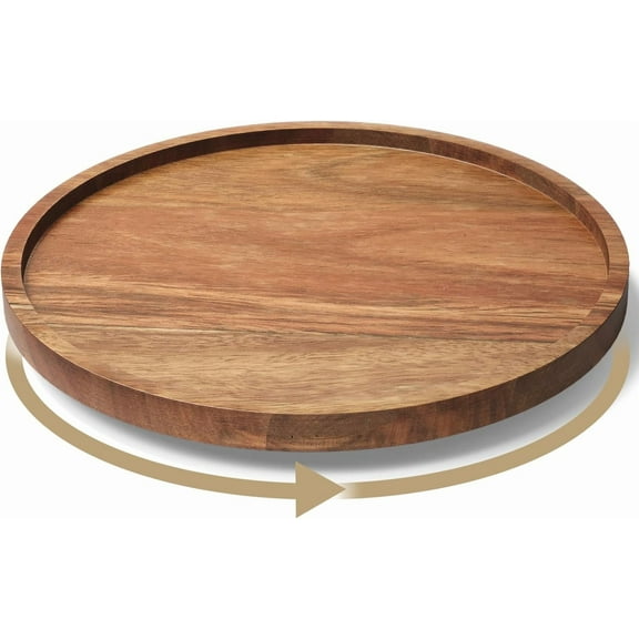 Lazy Susan Organizer for Kitchen,Acacia Wood Turntable for Cabinet, Pantry, Table, Countertop, Vanity, Spice Rack（Small）