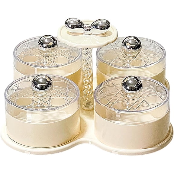 Lazy Susan Snack Tray with Lid 4 Compartment Rotating Serving Platter, Spinning Container for Candies & Veggies, Perfect for Party, Game Night, Coffee Table(XX)