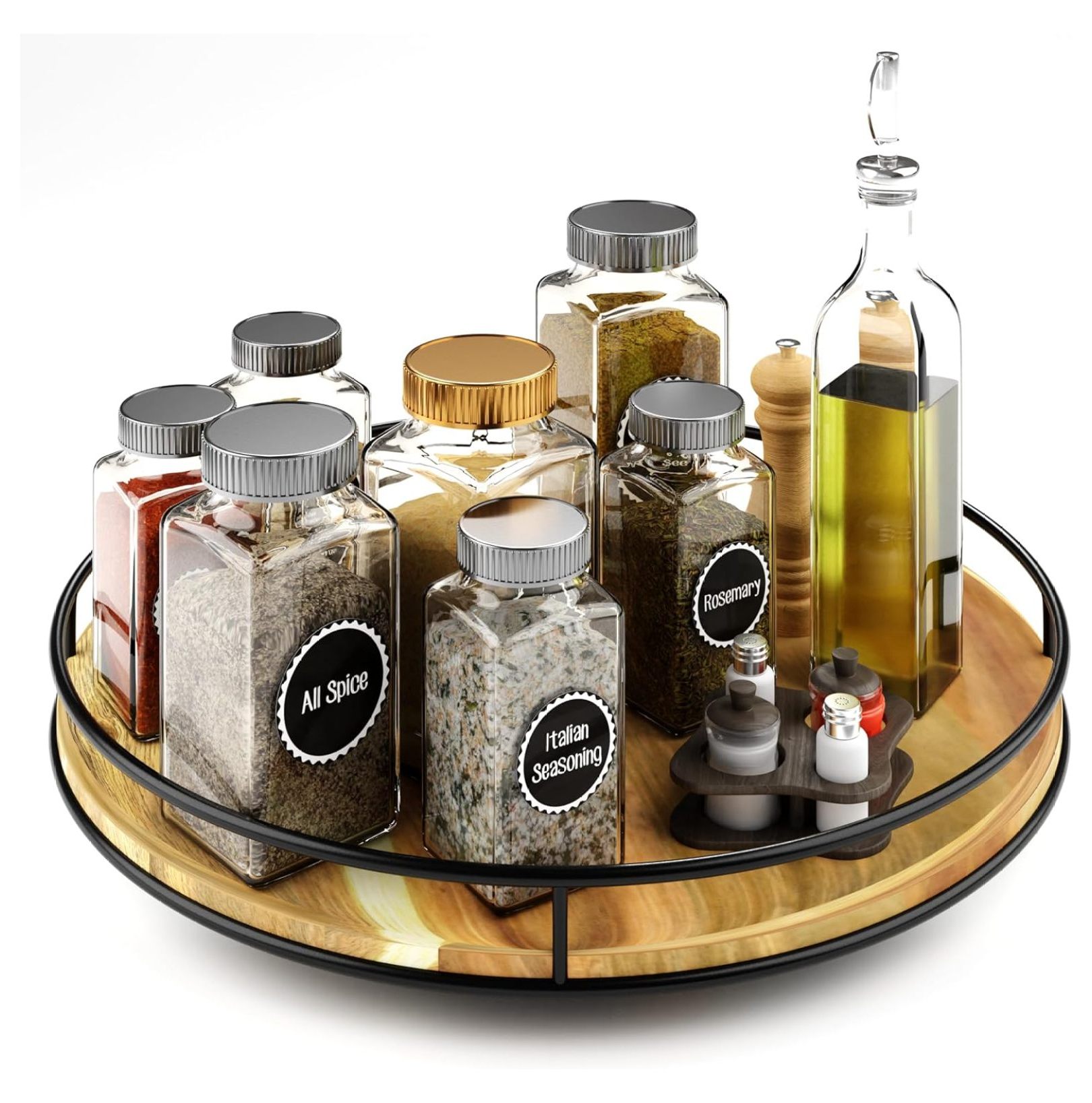 Lazy Susan for Table Top, 12 Inches Wooden Lazy Susan, Artistic