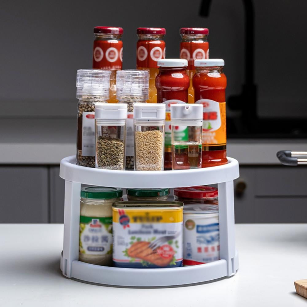 Lazy Susan Turntable 2-Tier Rotating Spice Rack 360 Degree, Non Skid ...