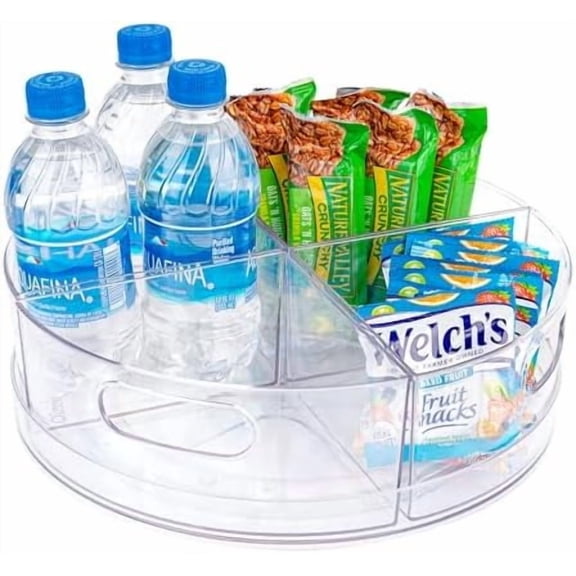 Lazy Susan Turntable - Clear Acrylic, Removable Sections, Rotates 360 Degrees. Easily Organize Your Fridge, Cabinet or Counter. Great Carousel Storage for Food, Spices, Cosmetics. (4-Sections)