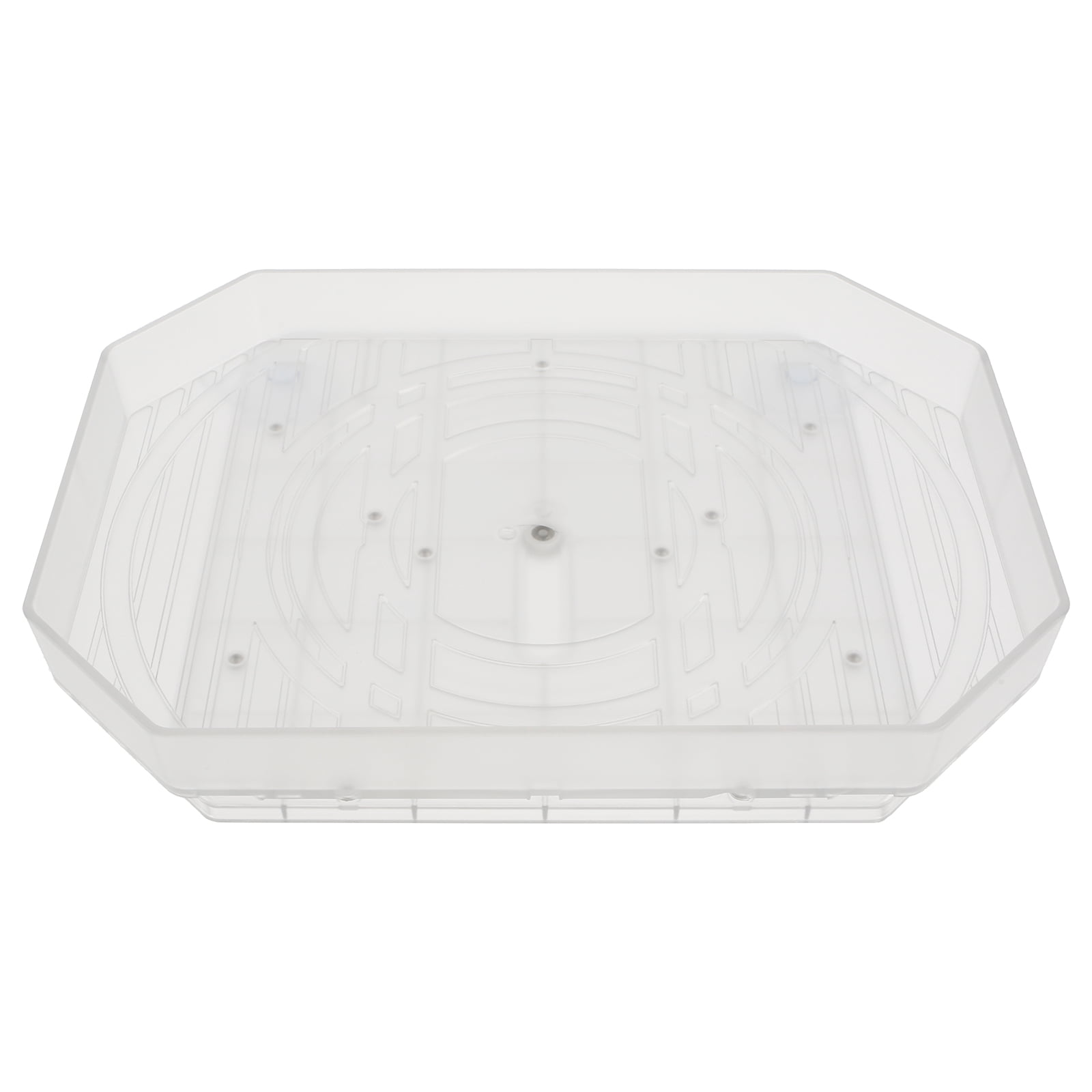Heshecein Rectangular Lazy Susan Turntable For Refrigerator – 360° Rotating, Sliding-Out Fridge Organizer (Clear)