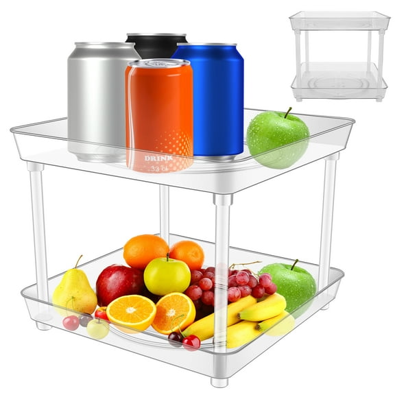 Lazy Susan Turntable Organizer for Cabinet Clear Susan Organizer 360°Spinning Turntable Organizers with 4 Suction Pad Square Rotating Storage Rack Mul Turntable Spice Rack,10.6 x 7.5 Inch
