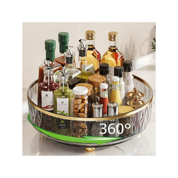 Lazy Susan Turntable Organizer For Cabinet, Makeup Perfume Organizer, Plastic Rotating Turntray Container Bins, Round Spinning Organization For Pantry, Fridge, Countertop, Condiments
