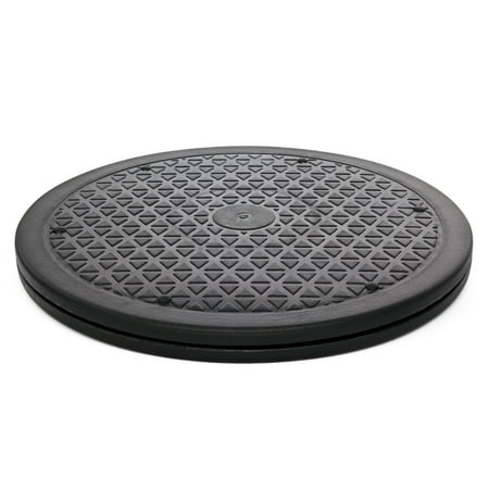 Lazy Susan Turntable Organizer, Non Skid Large Lazy Susan Turntable for Cabinet, Computer or Laptop, Plastic Turn Table, Black 12 in, 2 PC - by RamPro