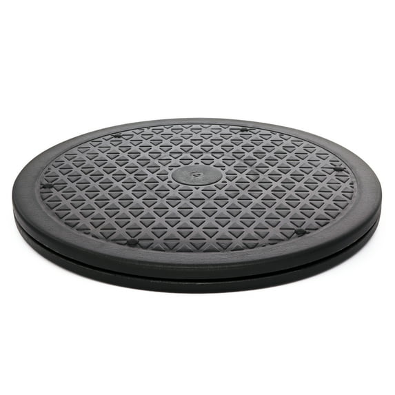 Lazy Susan Turntable Organizer, Non Skid Large Lazy Susan Turntable for Cabinet, Computer or Laptop, Plastic Turn Table, Black 12 in, 2 PC - by RamPro