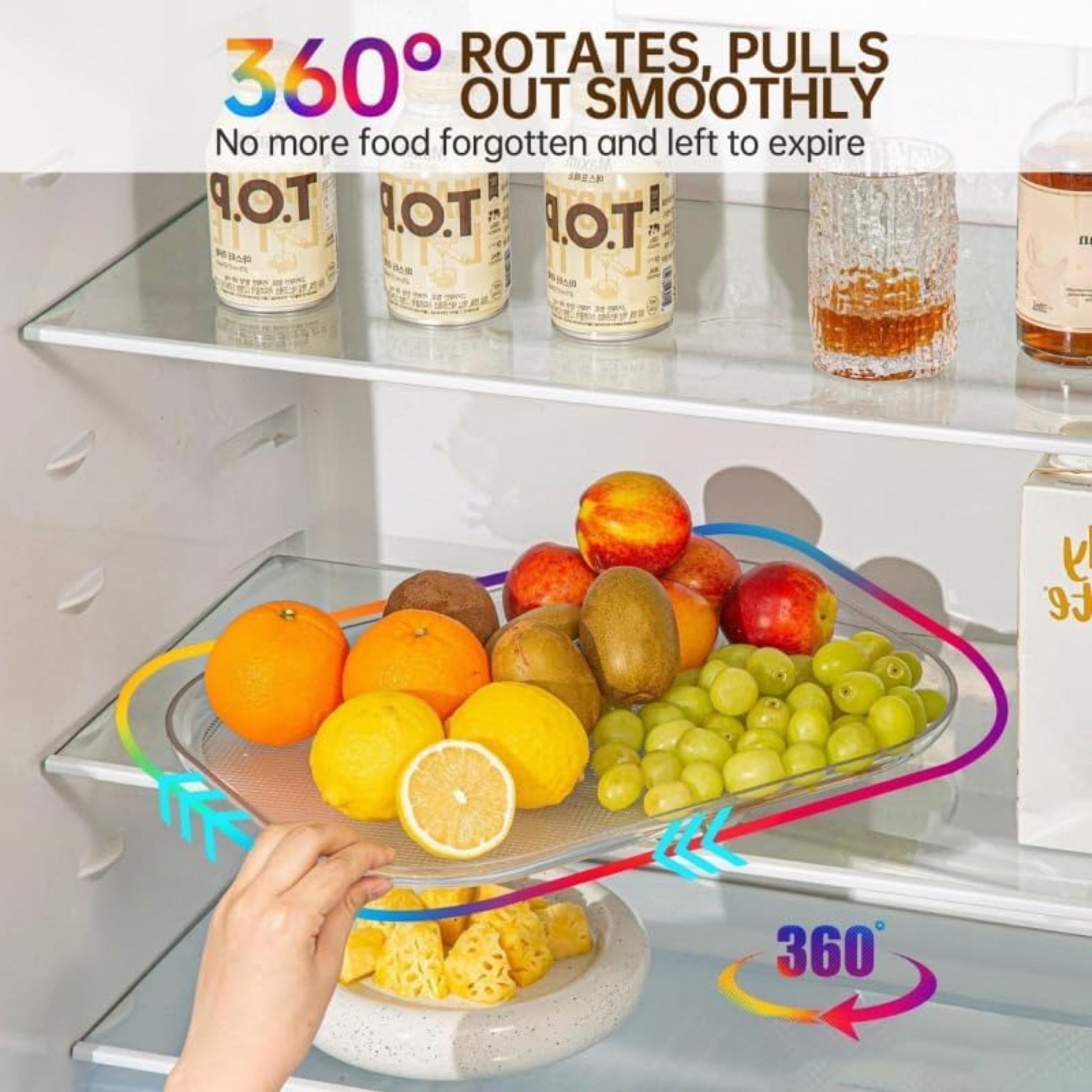 Novelty E Fridge Drawer Organizer, Mini Refrigerator Drawers Storage Box, Pull Out Refrigerator Drawer Organizer Bins, Fit for Fridge Shelf under,no Grid, Clear