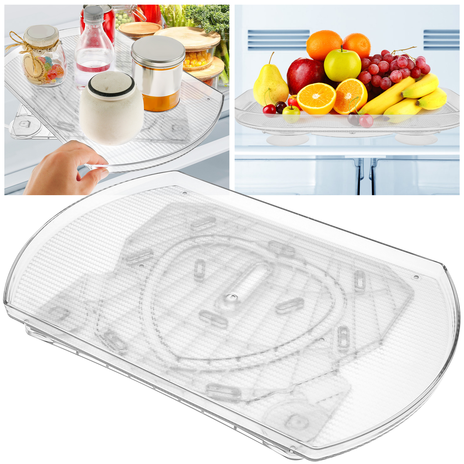 Lazy Susan Turntable Organizer for Refrigerator, 16.5'' Clear