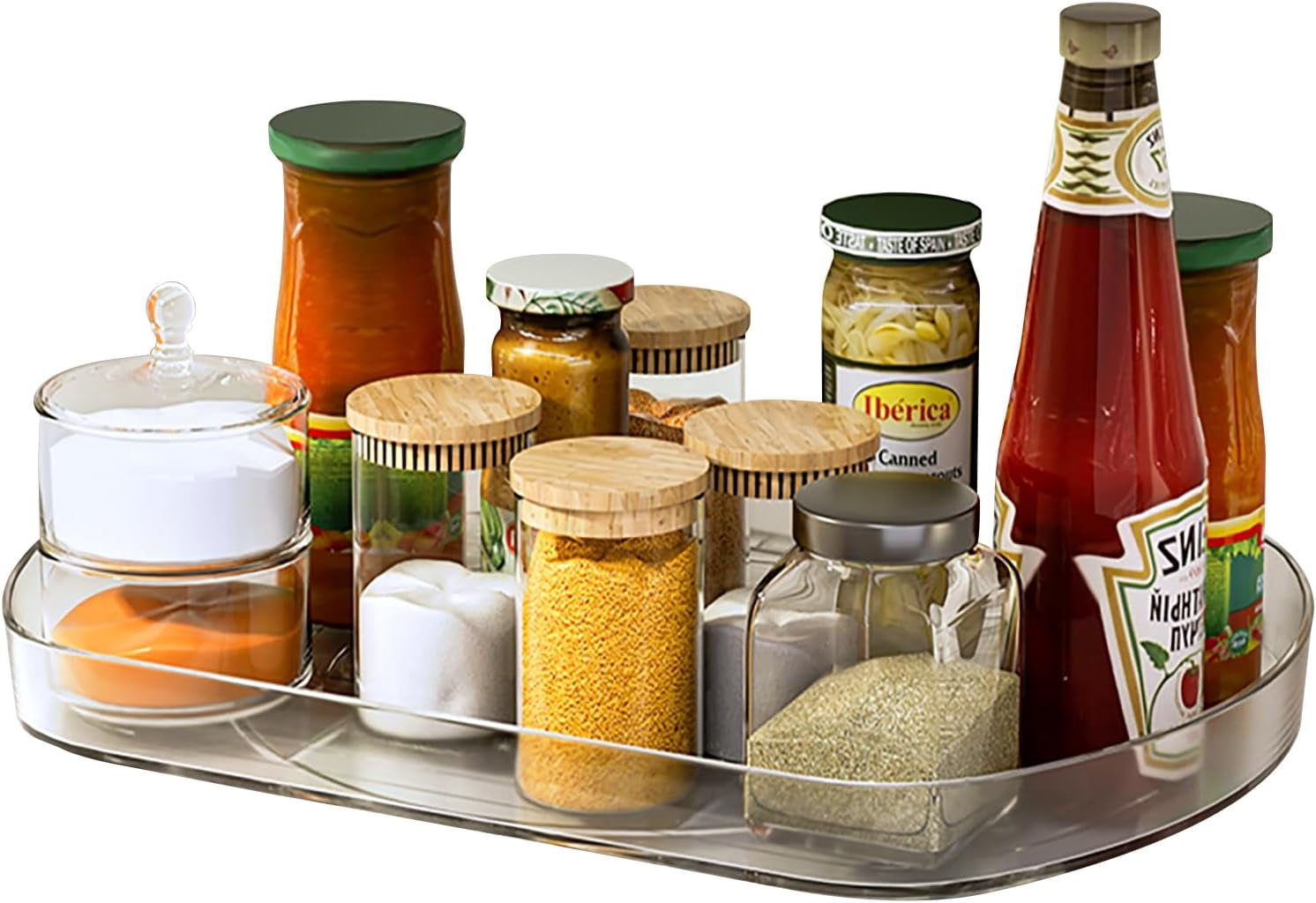 Refridgerator Rectangle Lazy Susan Turntable Organizer for Refrigerator, 360° Rotating Fridge ...