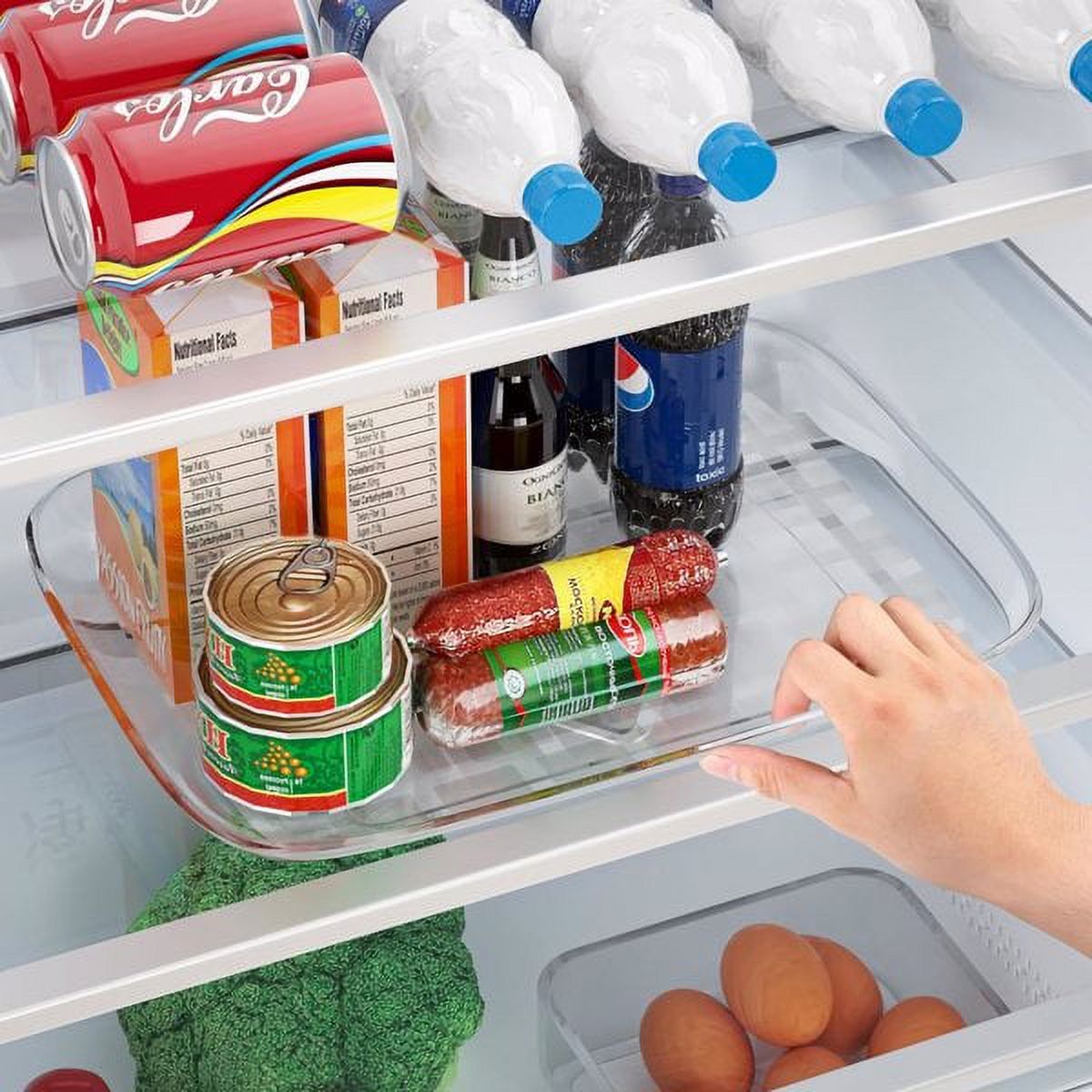 Heshecein Rectangle Lazy Susan For Refrigerator - 15.8"x11.2" Clear Turntable Organizer With Suction Cups