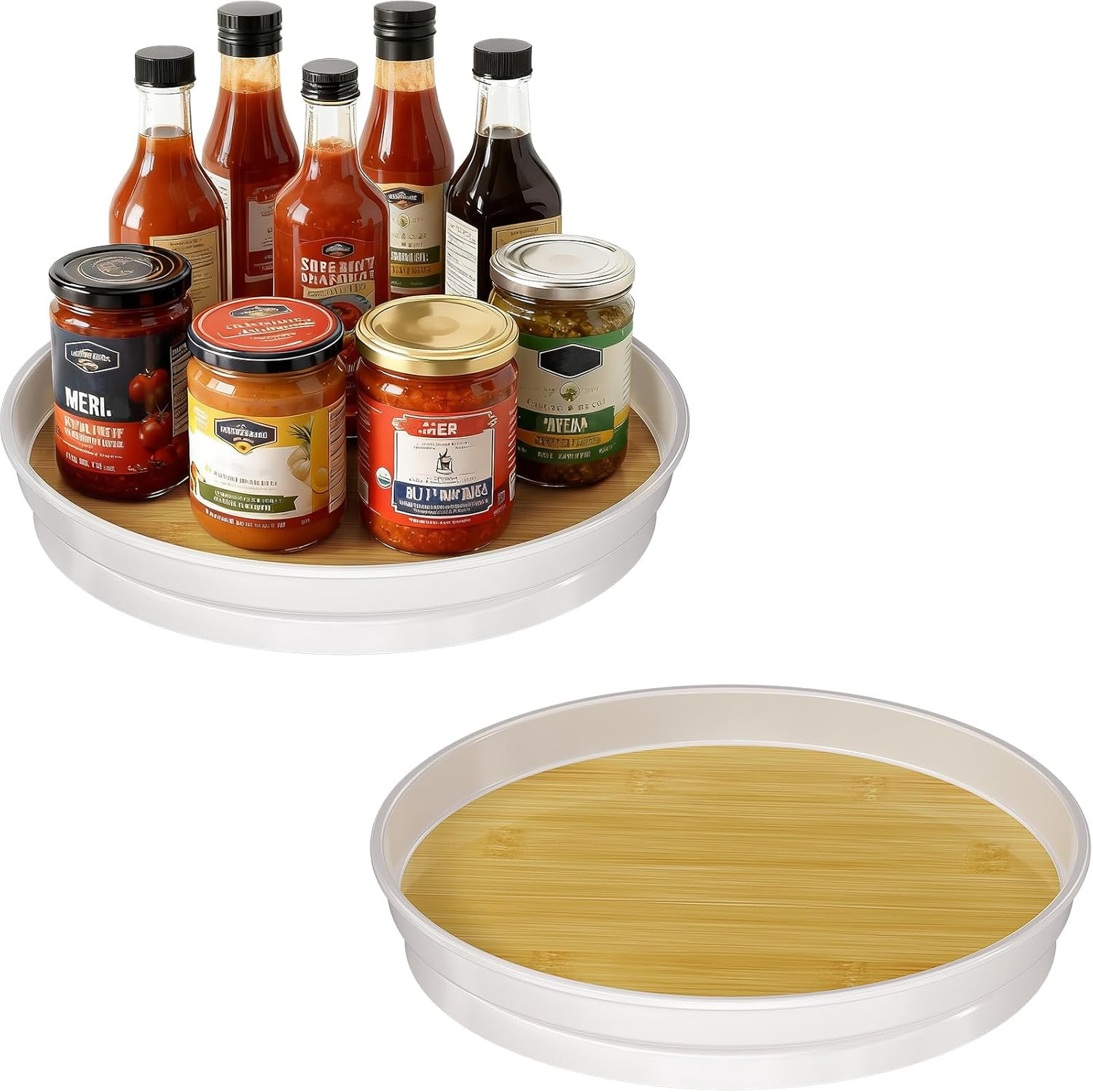 Lazy Susan Turntable Organizer Rotating Spice Rack Oak Wood 10 Inch ...