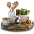 thumbnail image 1 of Lazy Susan Turntable Organizer for Table Top, 13’’ Round Wooden Lazy Susan for Cabinet Kitchen Countertop Pantry Dining Coffee Table for Condiments Spices, Rustic Bathroom Vanity Tray for Soap Candle, 1 of 7