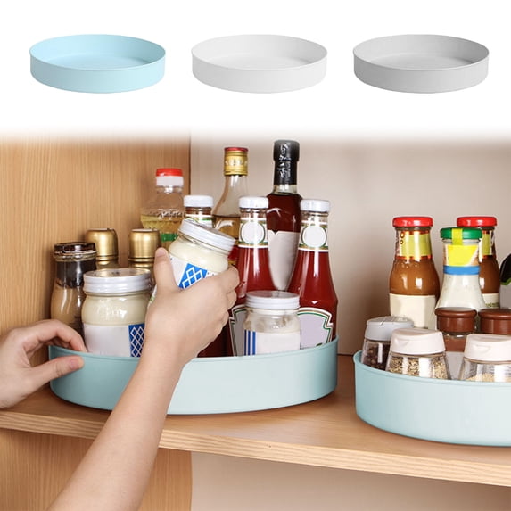 Lazy Susan Turntable Organizer Tray, 360° Rotating Plastic Storage Shelf for Kitchen Countertop, Pantry, Bathroom or Bedroom (10 Inch)