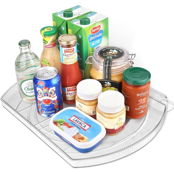 Lazy Susan Turntable for Refrigerator, Square Turntable Organizer for Fridge Cabinet, Pantry, Countertop | 16.5" x 11.1" (Rectangle 1 Pack - Clear)