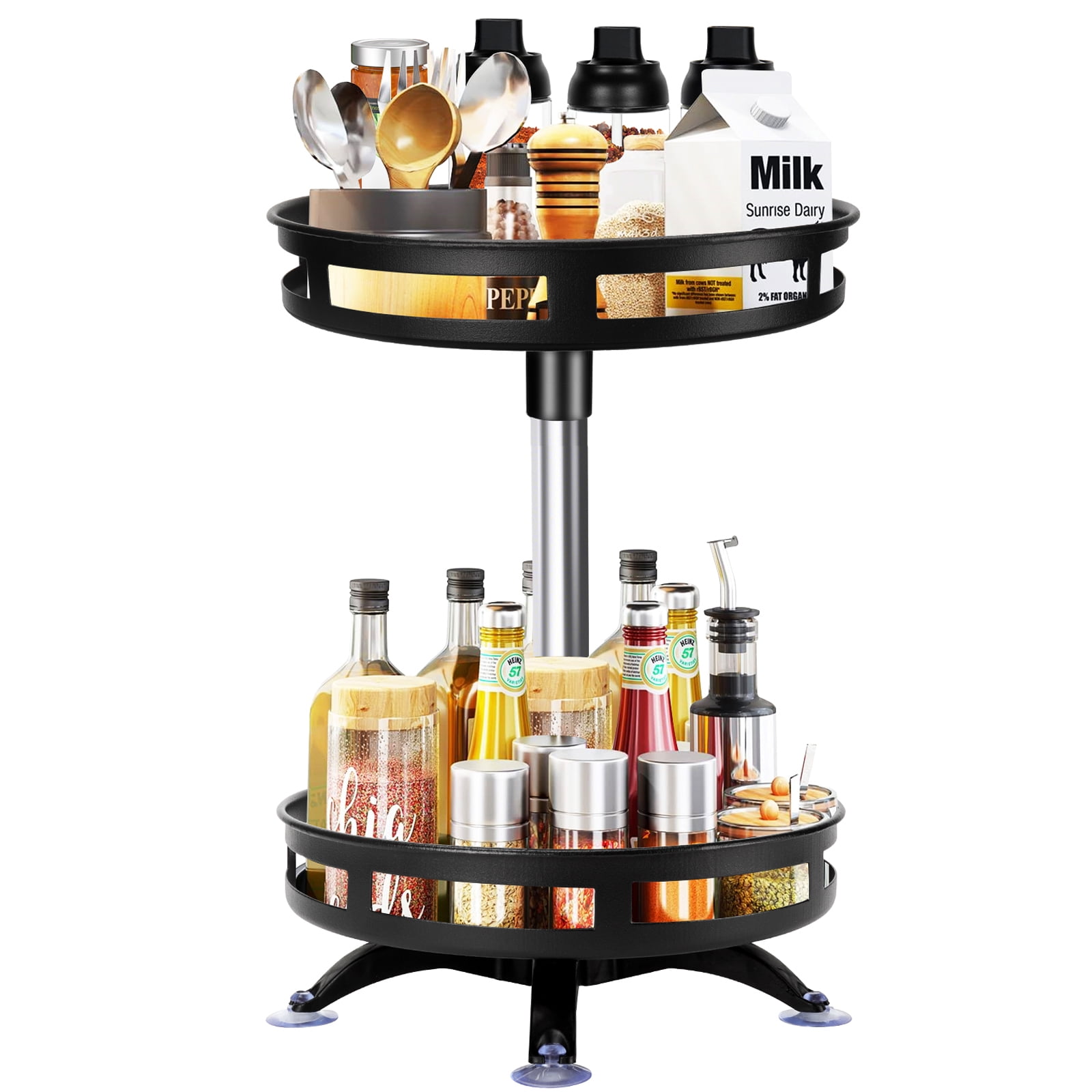 Lazy Susans Organizers Turntable , 2 Tier Lazy Susan Storage Rack