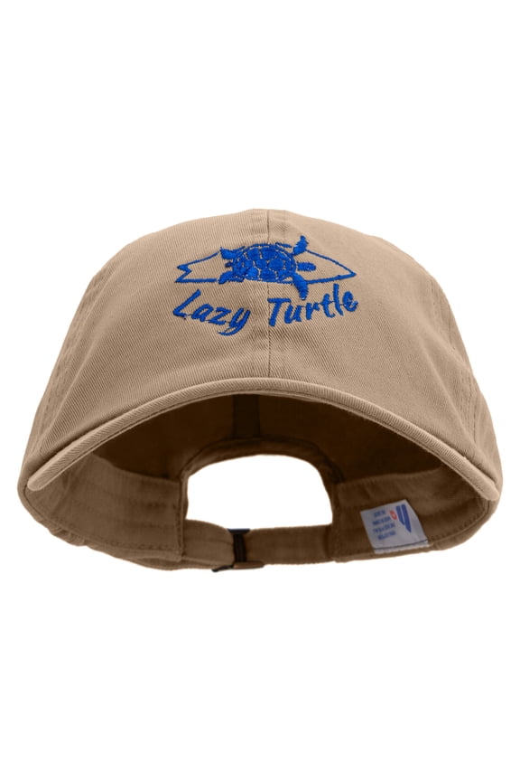 Lazy Turtle Surf Club Embroidered Normal Dyed Washed Caps - Khaki OSFM