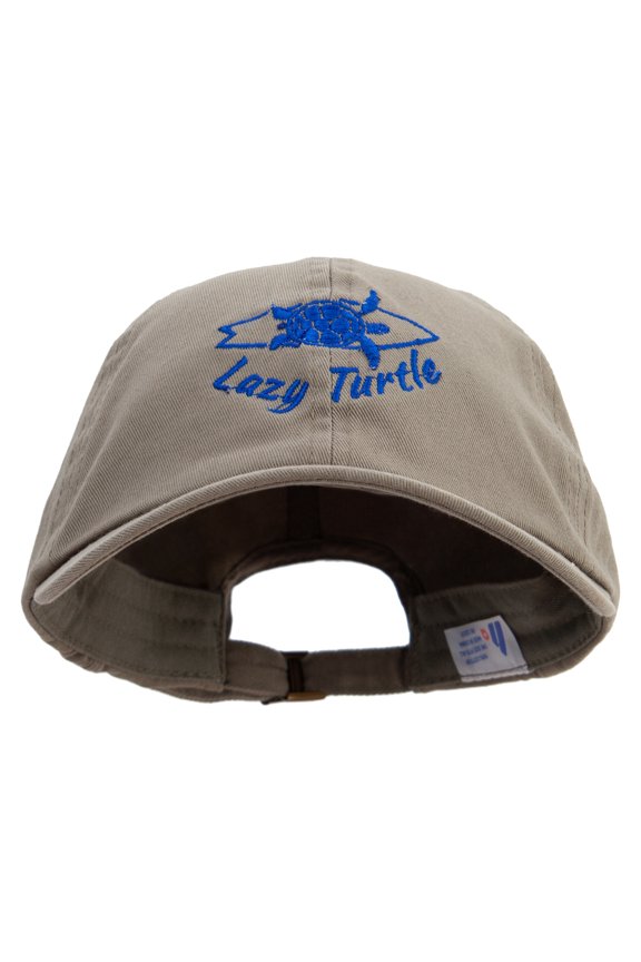 Lazy Turtle Surf Club Embroidered Normal Dyed Washed Caps - Olive OSFM