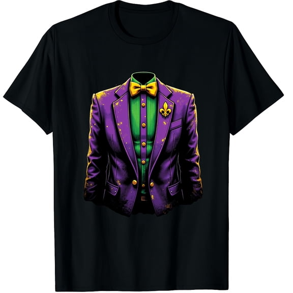 Lazy Tuxedo Costume Bow Tie Funny Mardi Gras Carnival Graphic Crew Neck Short Sleeve T-Shirts (Men's, Women's)