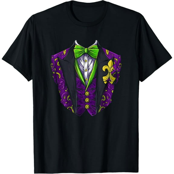 Lazy Tuxedo Vest Costume Bow Tie Mardi Gras Carnival T-Shirt Shirts