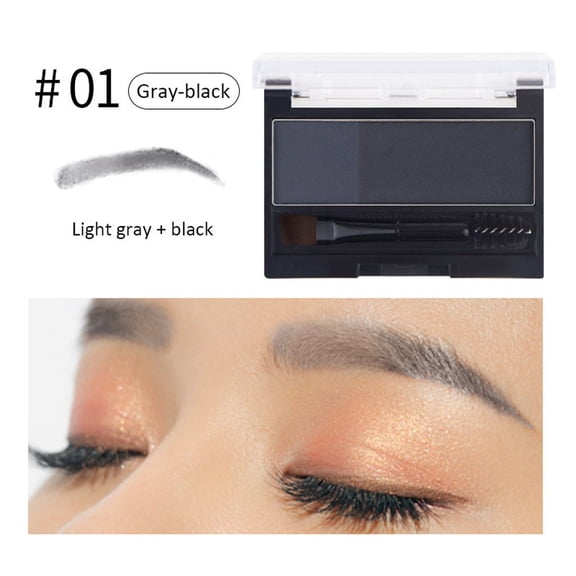 Lazy Two-Color Eyebrow Powder with Brush - Waterproof, Natural Finish, All-in-One Brow Sculpting Kit, Wax and Powder Duo, Lightweight, Easy Application, Professional Makeup, Women, 0.07oz, 1 Kit