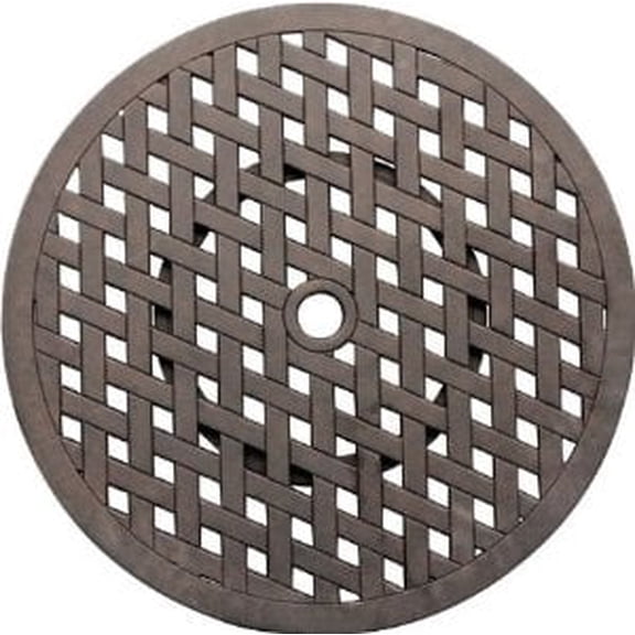 Lazy susan turntable 21 inch cast aluminum platform rotates 360 degrees Desert Bronze with umbrella hole.