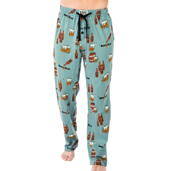 LazyOne Animal Pajama Pants for Men, Male Pajamas, Beer, Small