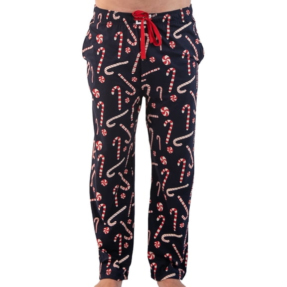 Lazy One Men's Novelty Pajama Pants – Funny Cotton Sleep Pants with Elastic Waistband & Pockets, Candy Cane, Xx-large