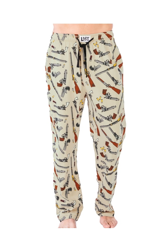 LazyOne Animal Pajama Pants for Men, Male Pajamas, Old West Guns, Large