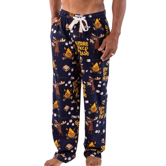 Lazy One Men's Novelty Pajama Pants – Funny Cotton Sleep Pants with Elastic Waistband & Pockets, Smore Sleep