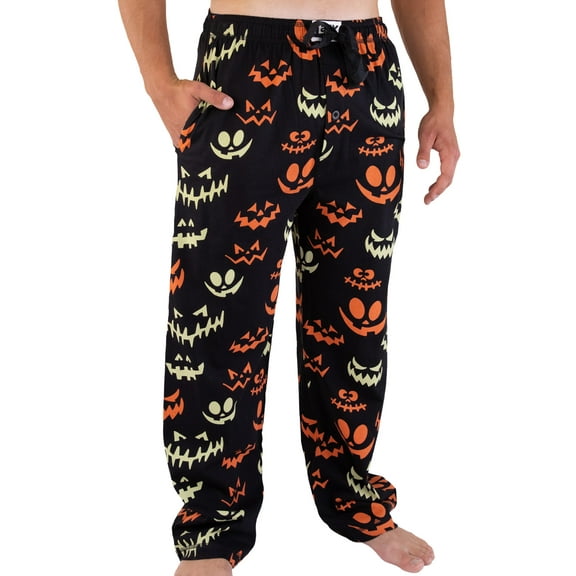 LazyOne Animal Pajama Pants for Men, Male Pajamas, Spooky Face, X-small