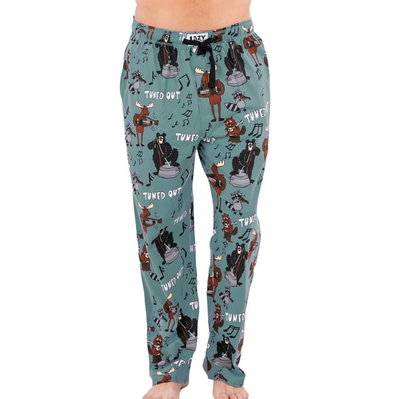LazyOne Animal Pajama Pants for Men, Male Pajamas, Tuned Out, Medium