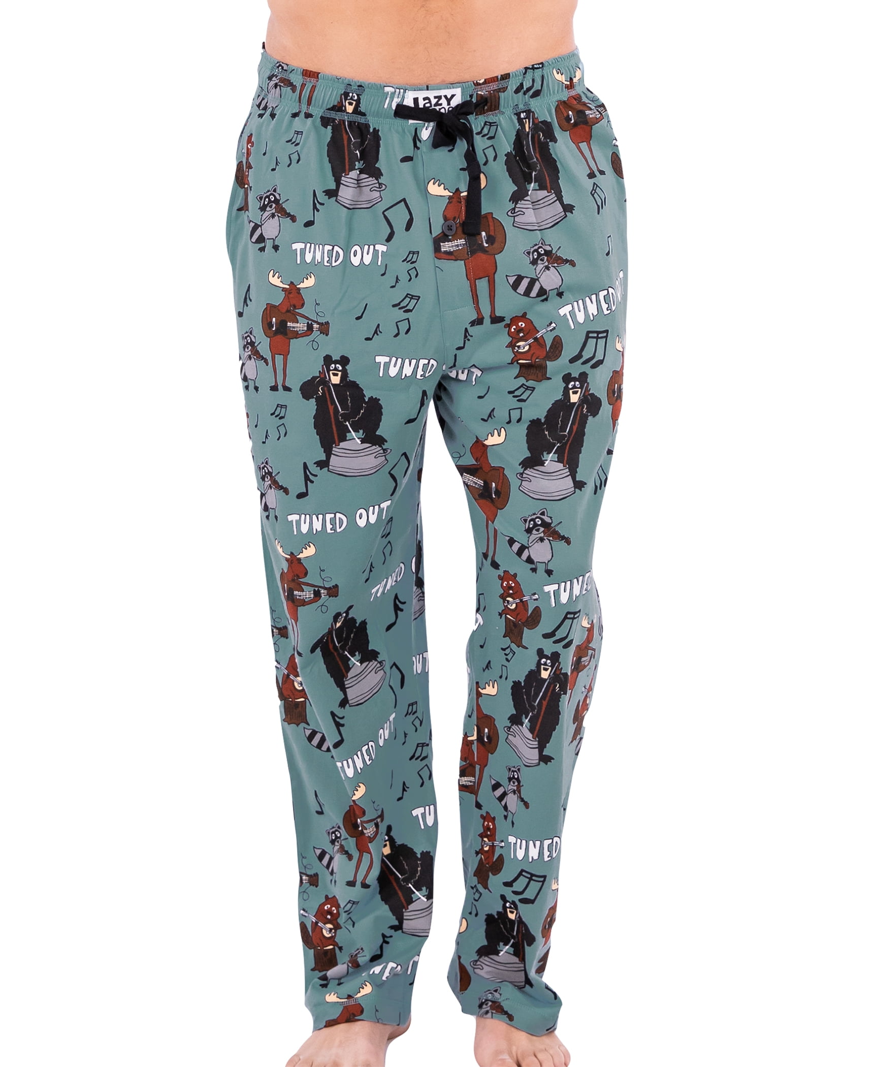 LazyOne Animal Pajama Pants for Men Male Pajamas Tuned Out Small
