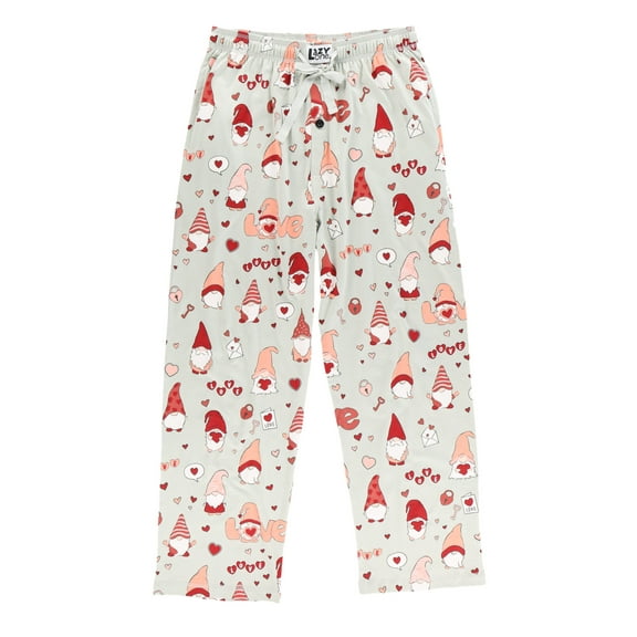 LazyOne Animal Pajama Pants for Men, Male Pajamas, Valentine's Day Gnome, Medium