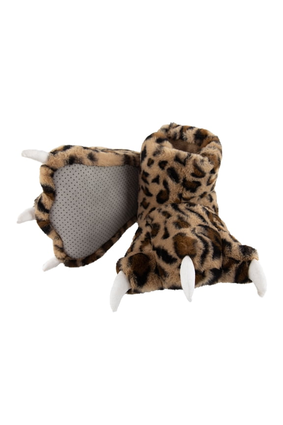 LazyOne Animal Paw Slippers, Leopard, Child and Adult Unisex Furry Slipper, Medium