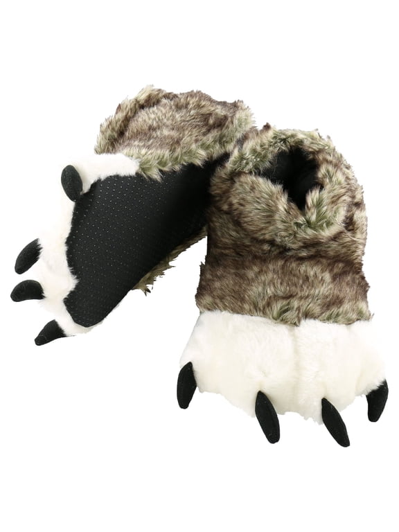 LazyOne Animal Paw Slippers for Adults and Kids, Cozy, Soft, Fun, Costume (Wolf, X-Large)